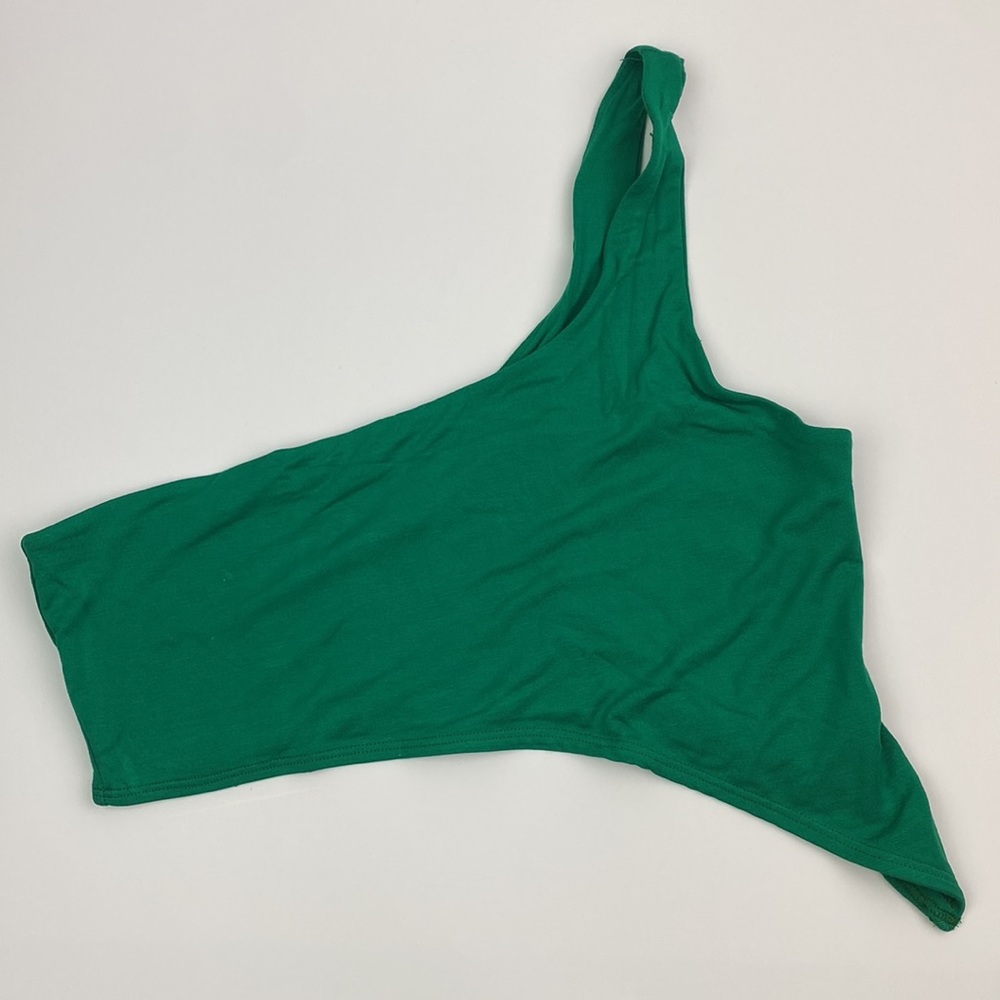 NWT Naked Wardrobe | Kelly Green Asymmetrical Crop Top XL